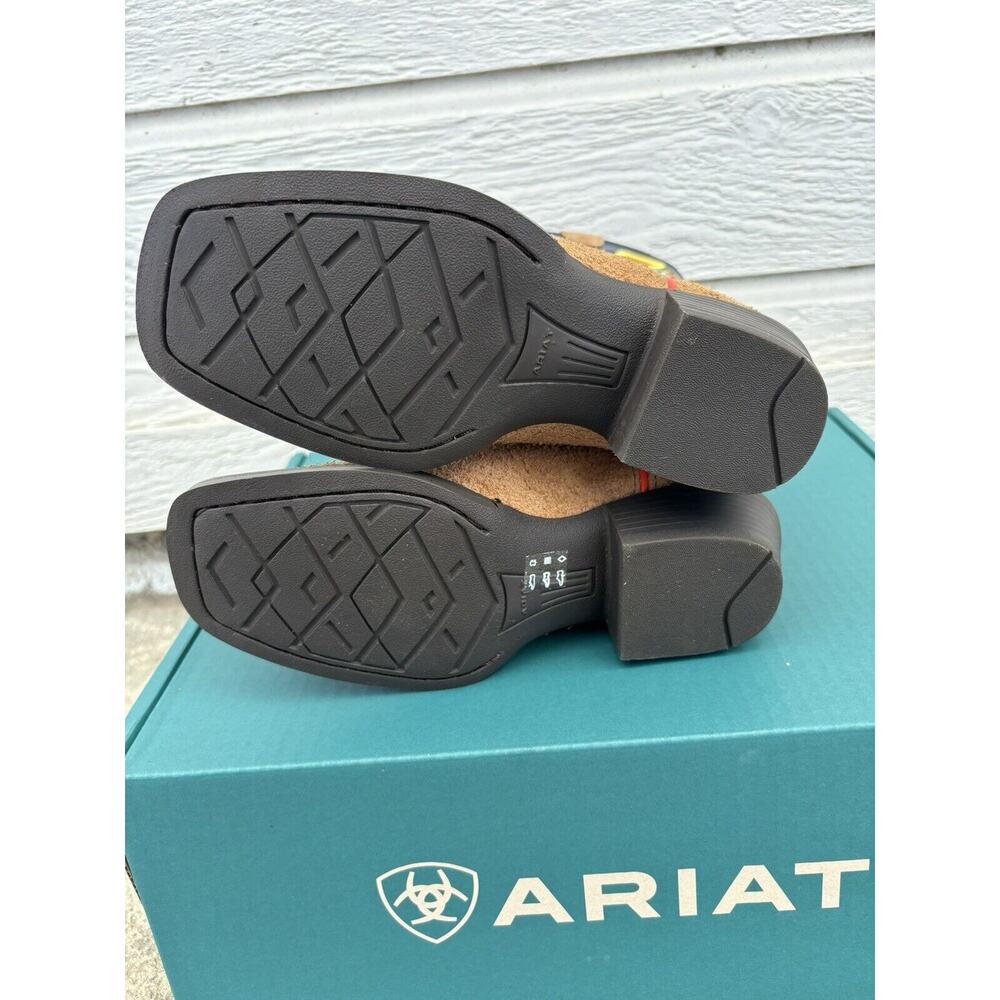 Ariat Derby Monroe Kids Size 3 M Tan Roughout / Inkwell Buckaroo Cowboy Boots - Picture 8 of 9